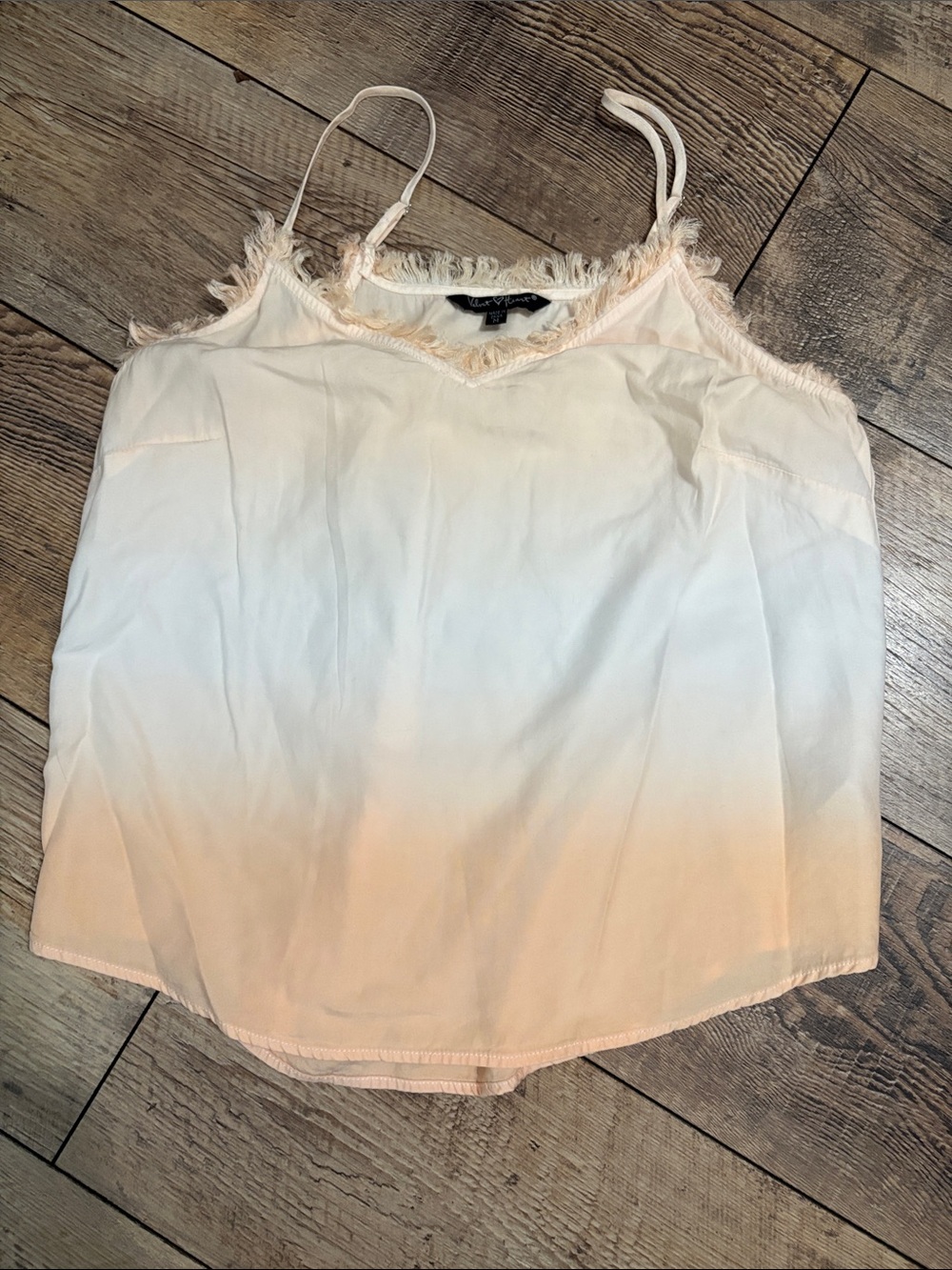 Light Orange Ombre Fringe Trim Adjustable Spaghetti Strap Tank Top